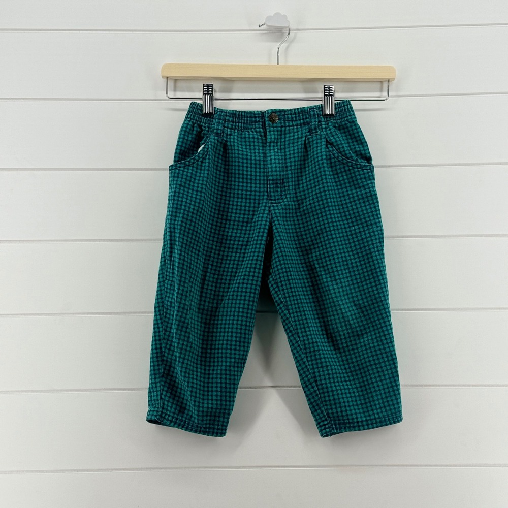 Vintage Gymboree Kids Green Blue Checkered Pants 4T